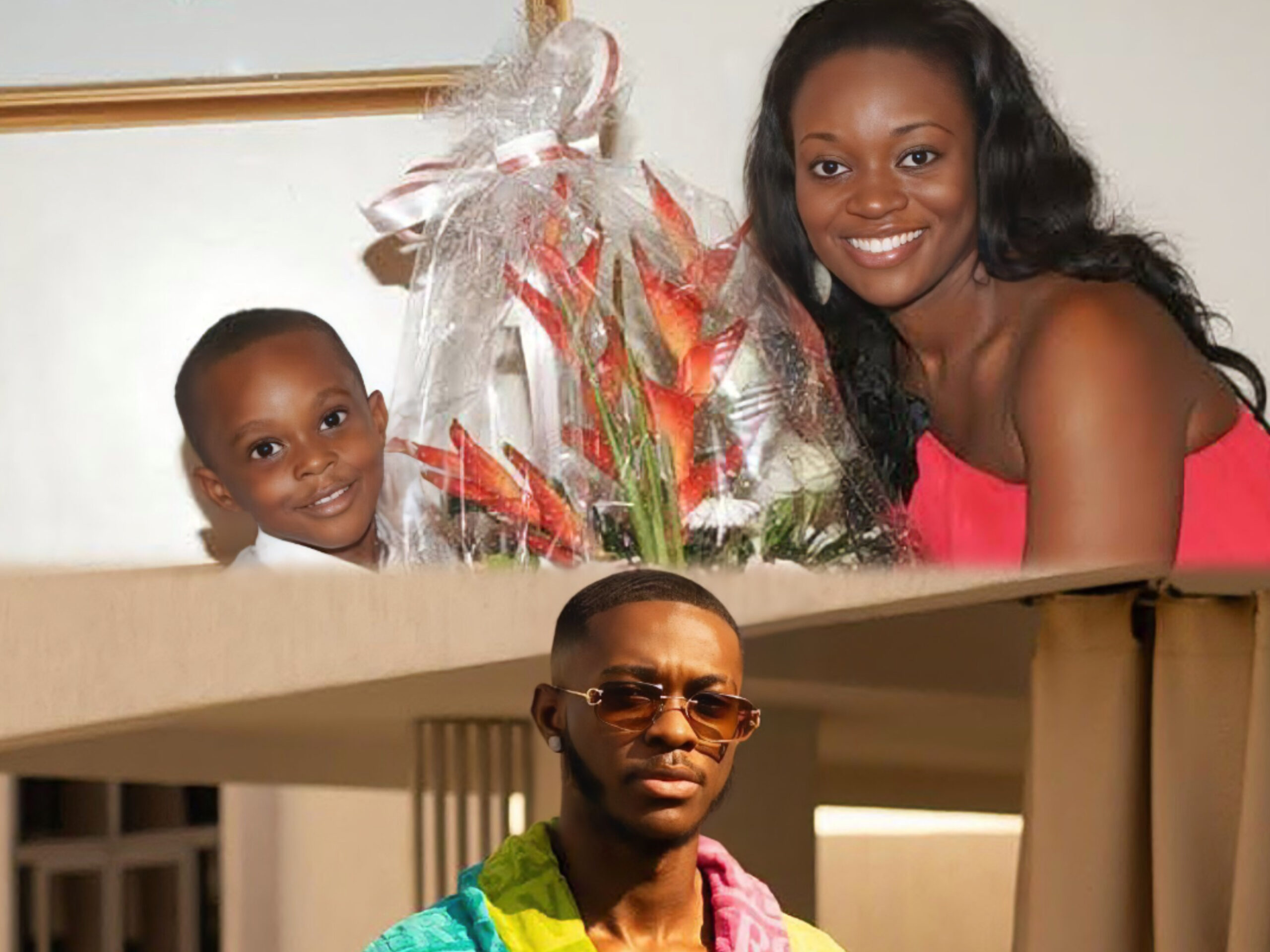 From top, Jackie Appiah with toddler son Damien Agyemang and below Damien at age 19 (credit: Instagram/Jackieappiah)