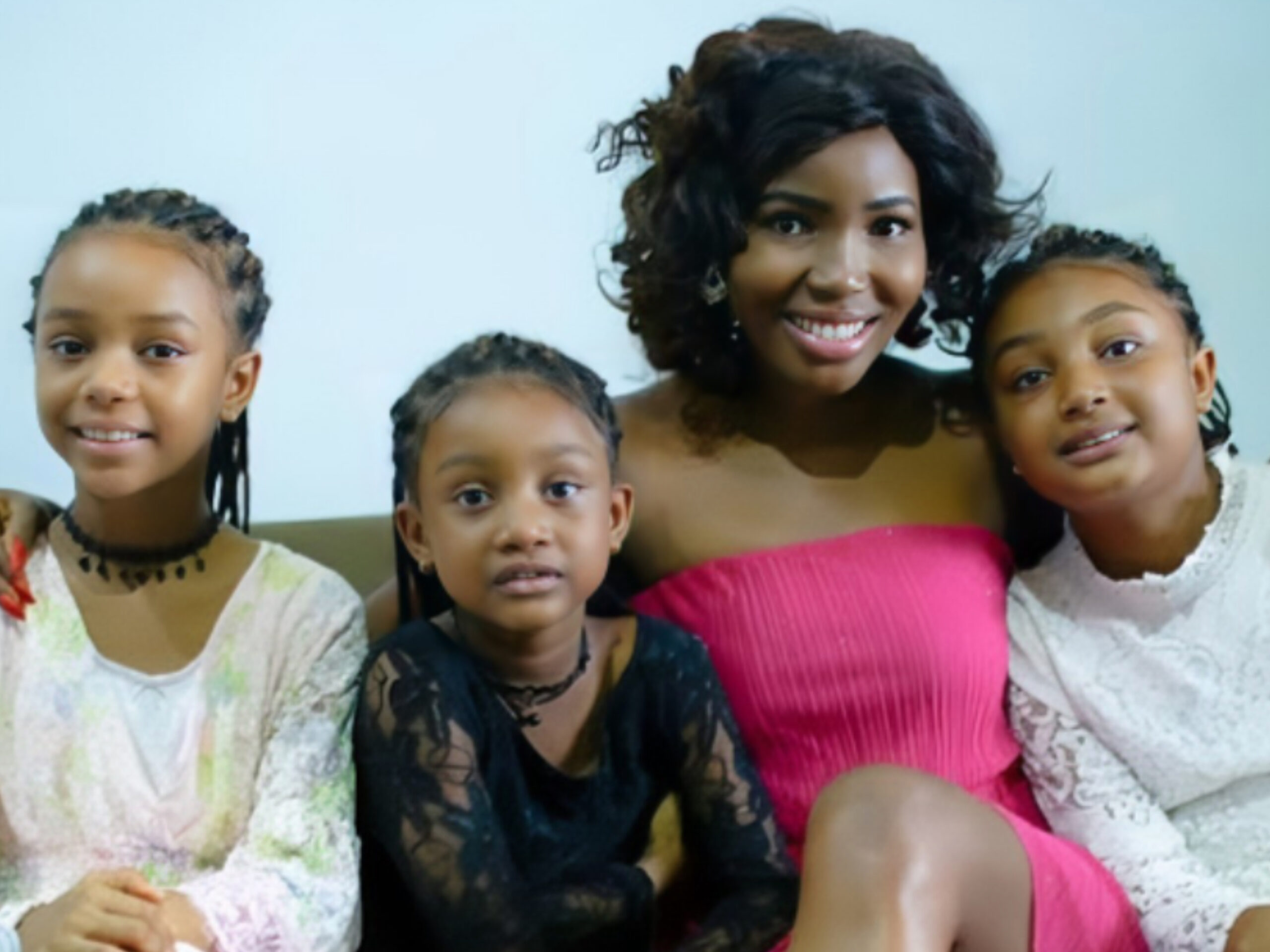 Mary Chukwu with the Oguike sisters on the set of “my kids and I”(credit: instagram/MaryChukwu)