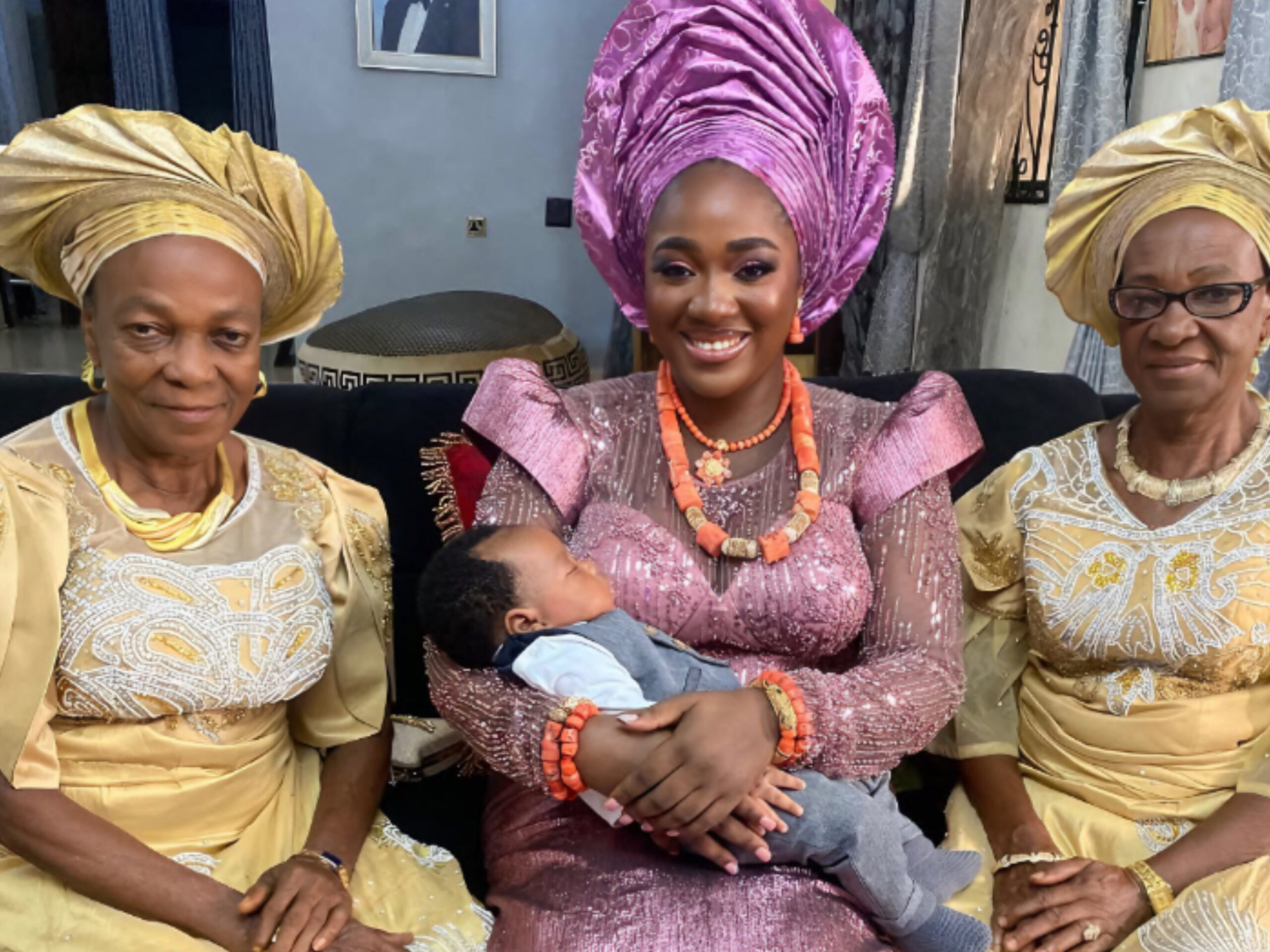 Nene Aliemeke with her child, baby Chukwuka, her mother and aunt (credit: instagram/NeneAliemeke)