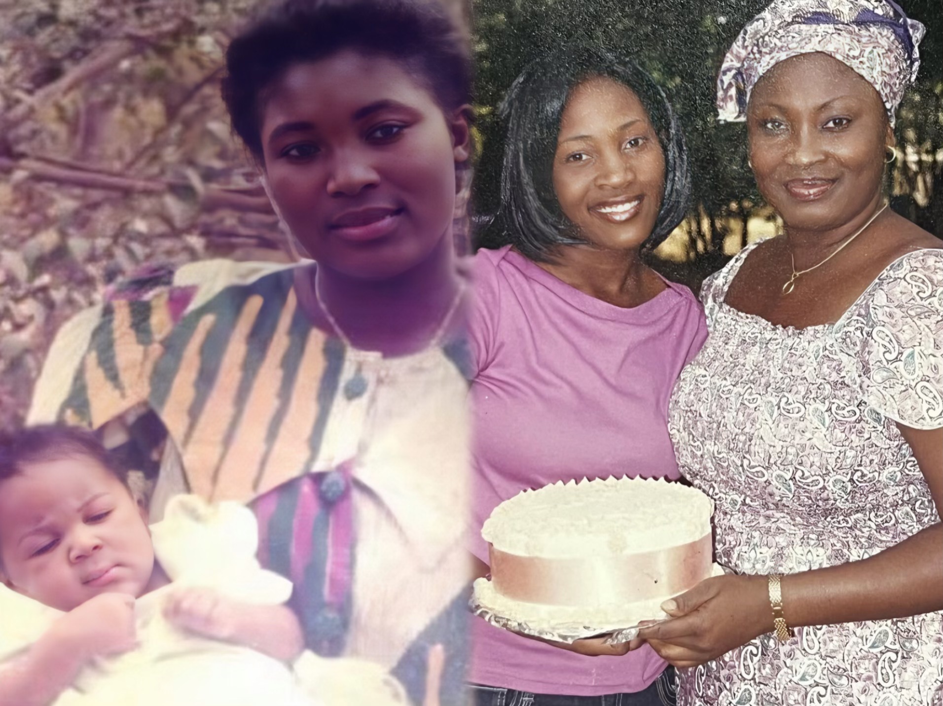 From the left Tope Olowoniyan as a baby and as a teenager with her mother . (Credit: instagram/topeolowoniyan)